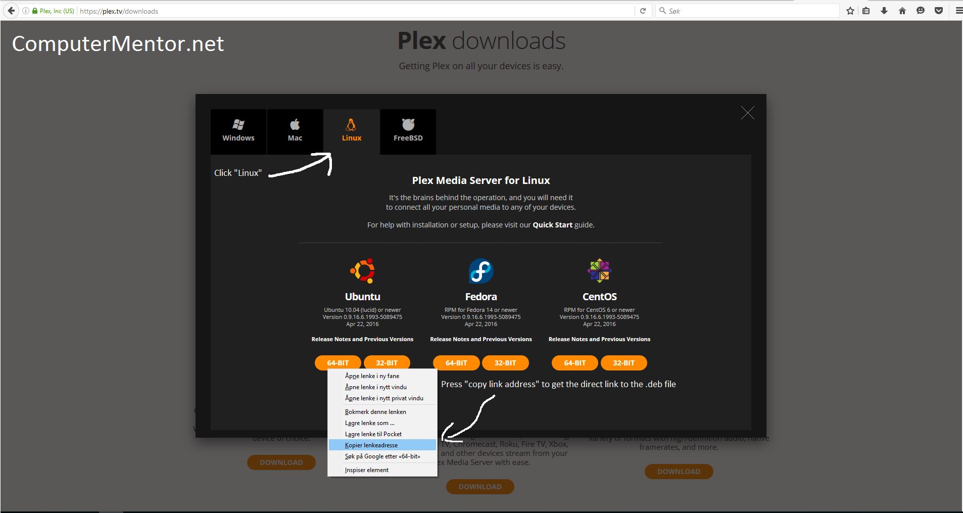 Where to get Plex Media Server download link